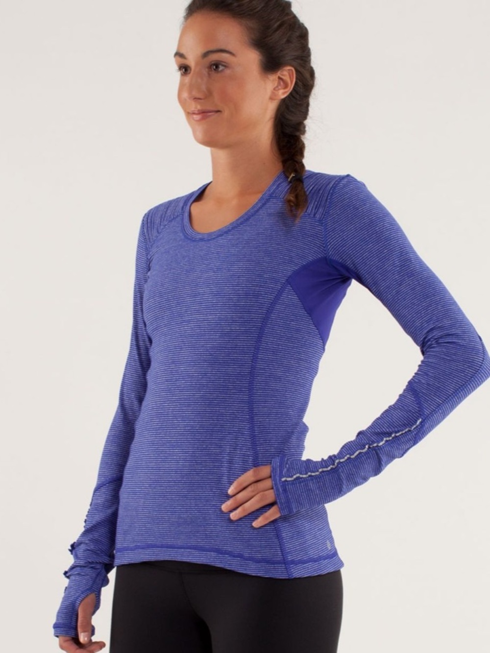 Women’s Lululemon Star Runner Long Sleeve Size 8 Tonka Stripe Pigment Blue